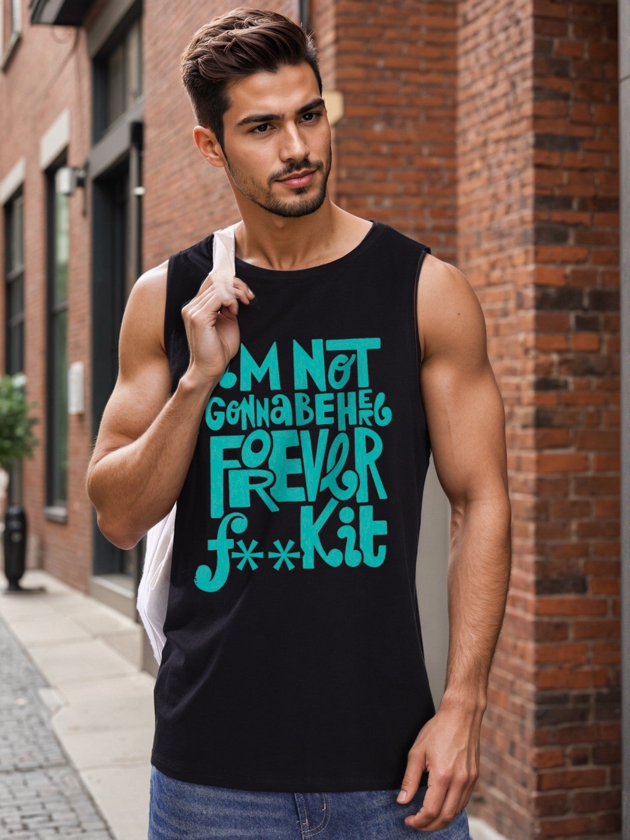 Men Black Sleeveless Graphic Print Relax Fit T Shirt