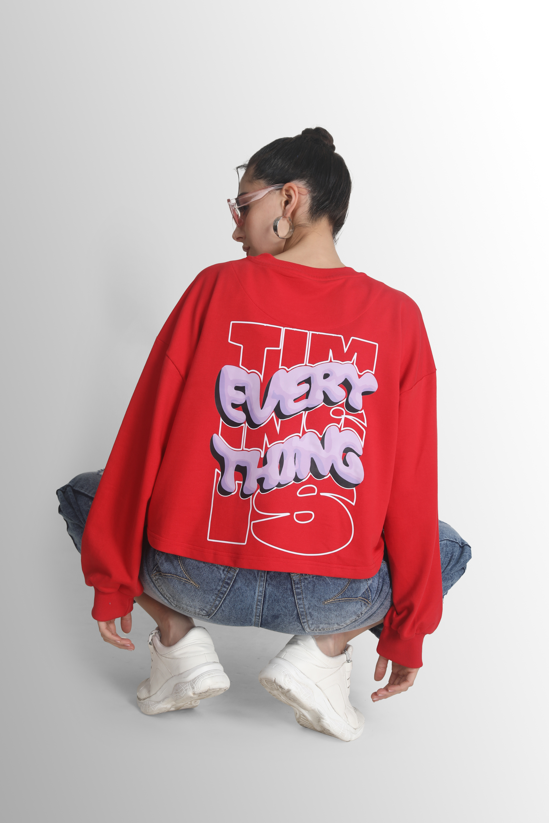 Women Red Oversize Fit Sweatshirts