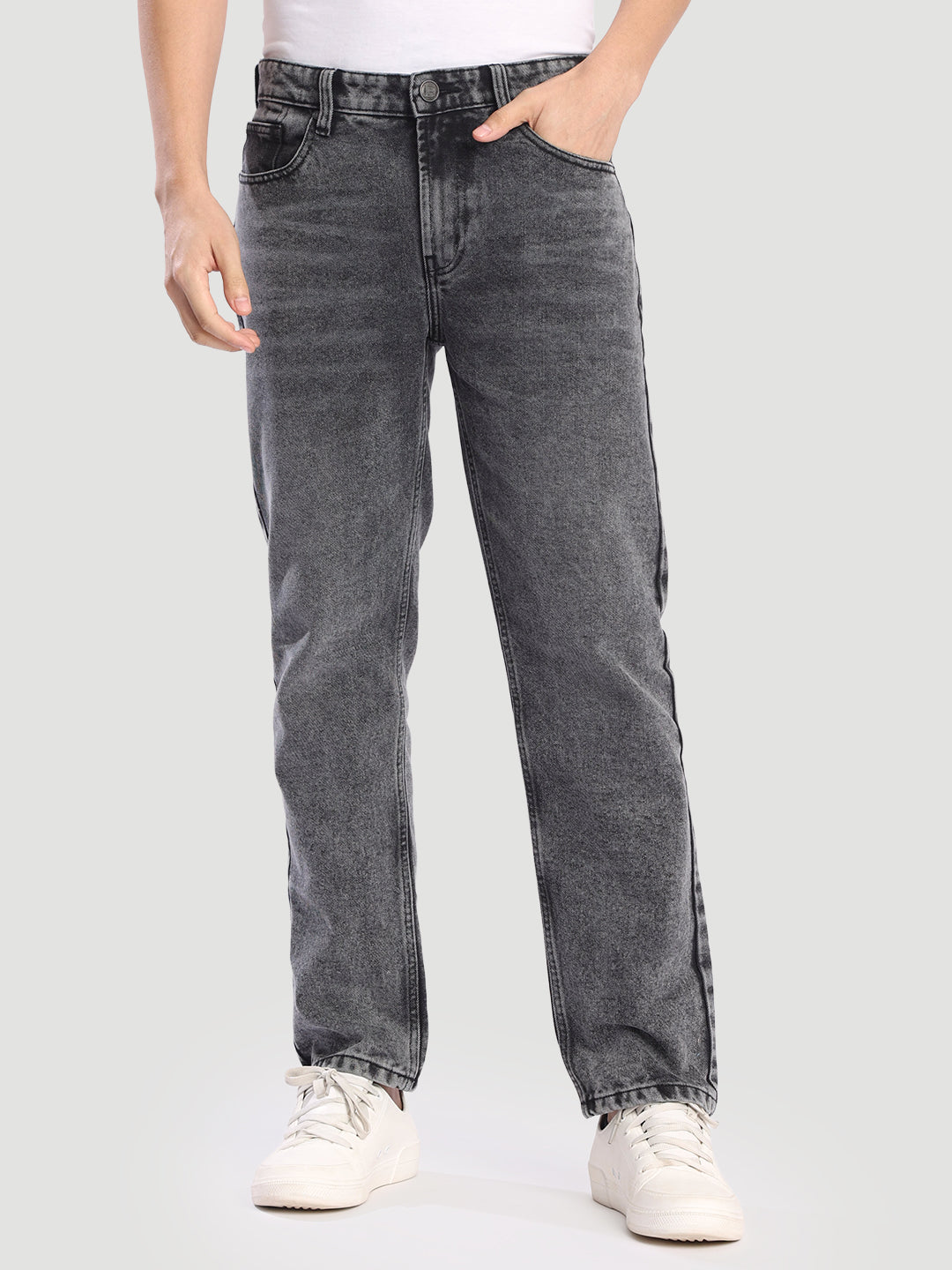 Men Straight Fit  Charcoal jeans