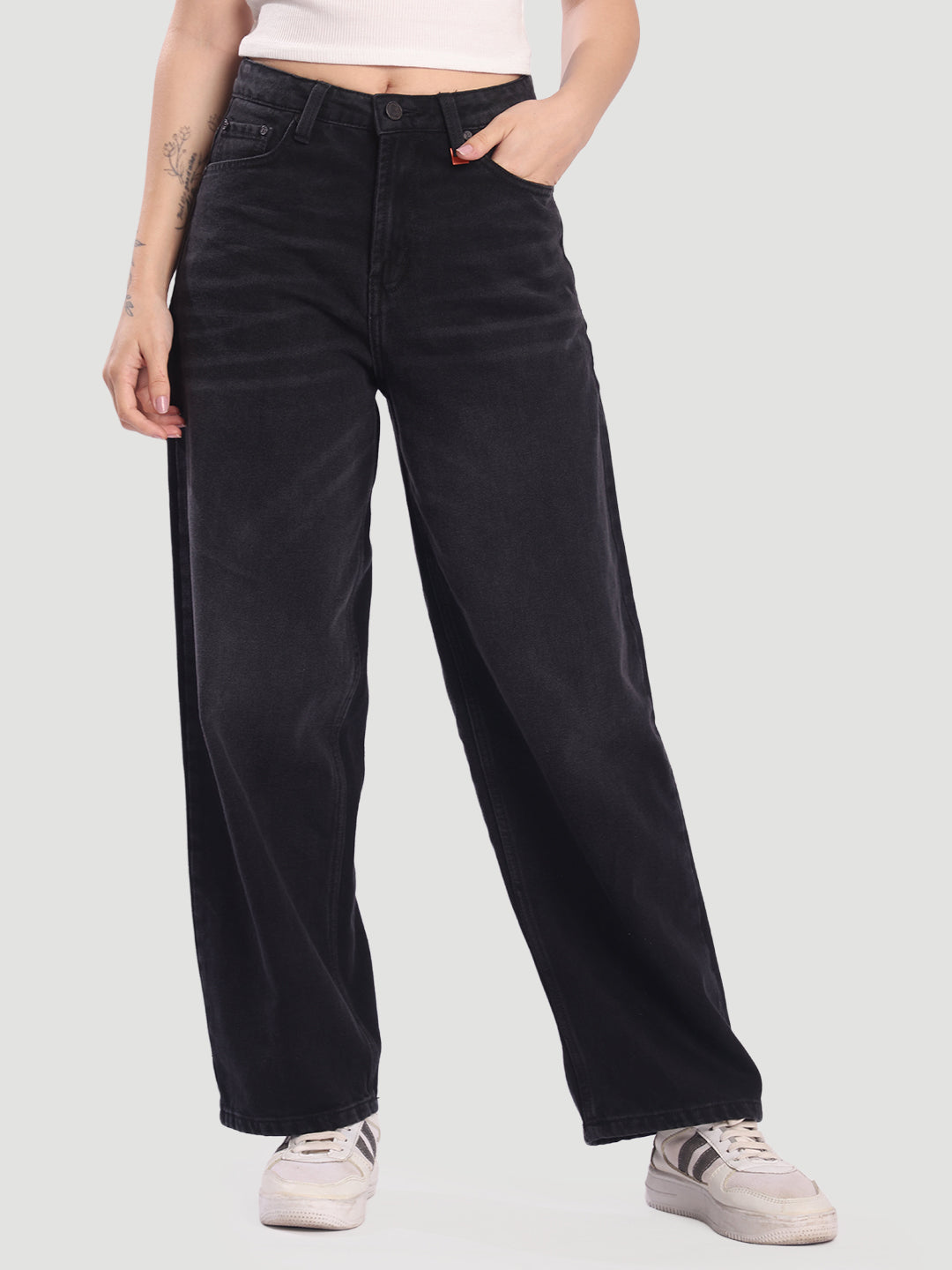 Women Charcoal Baggy Fit Jeans