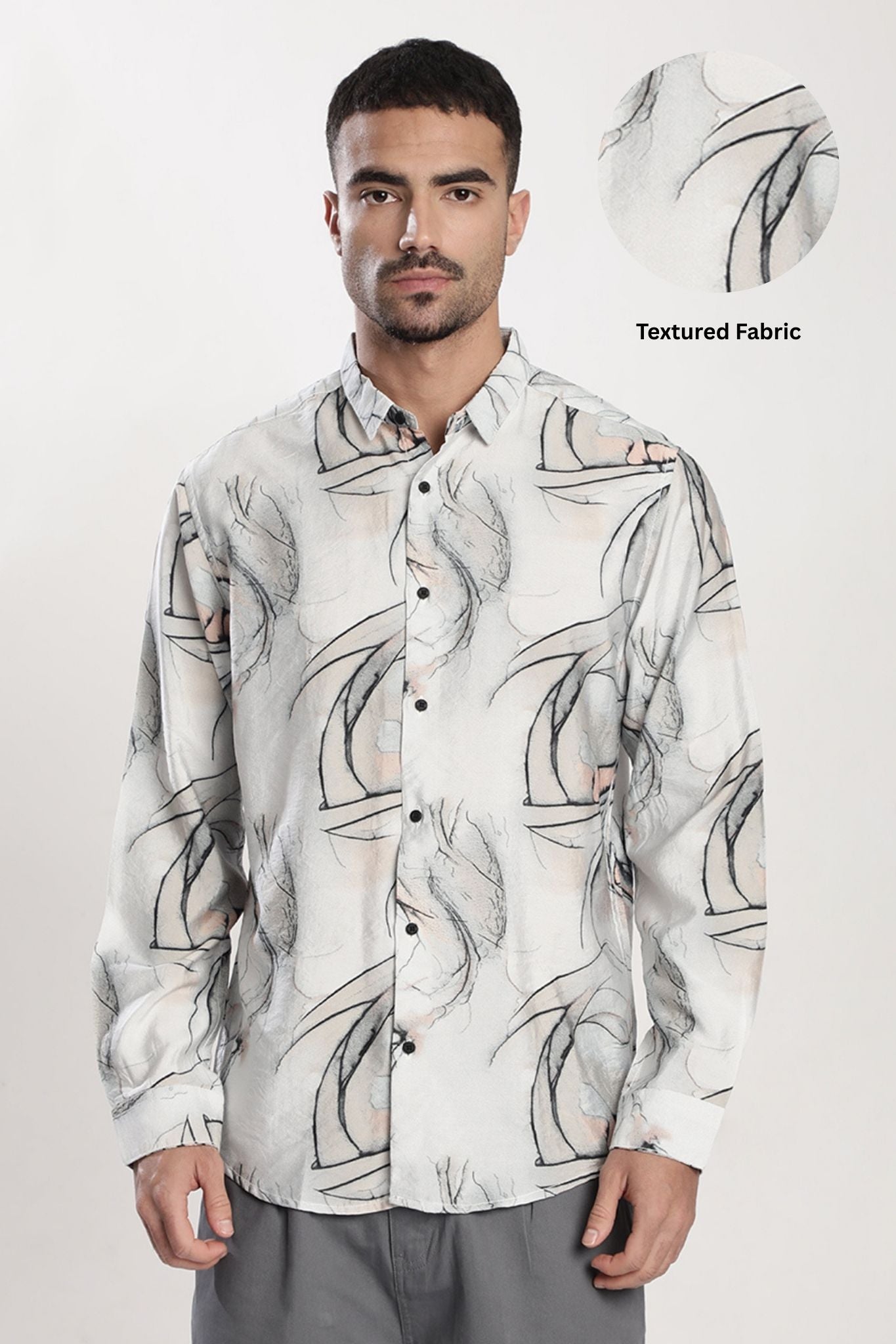 Men Grey Abstract Printed Shirt