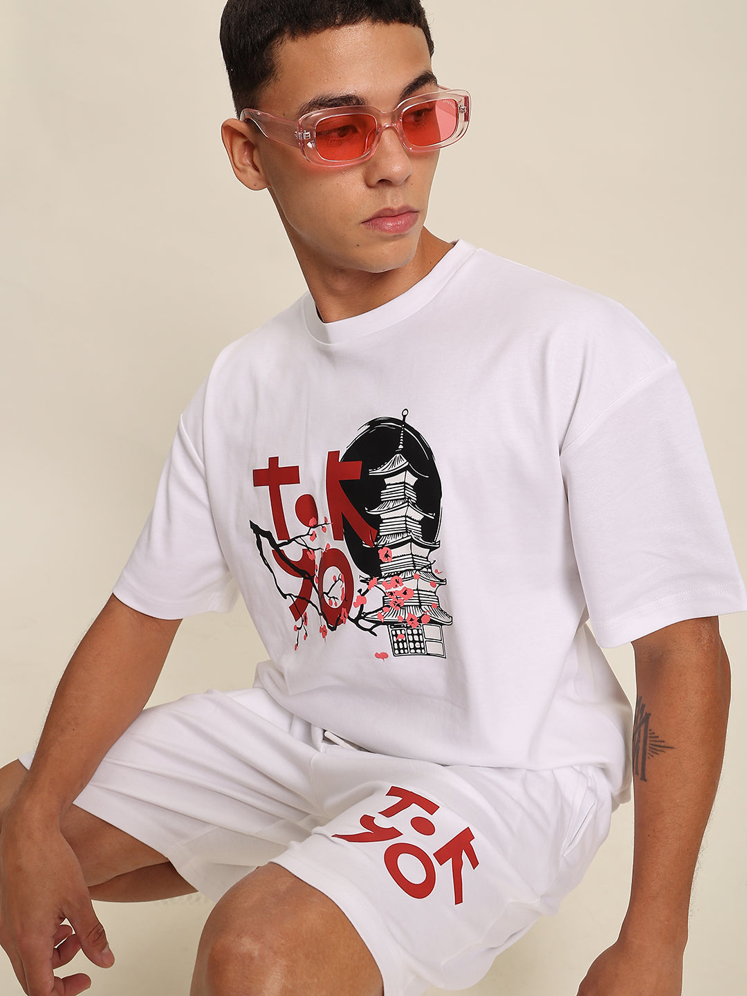 Men Tokyo Graphic Oversized T Shirt