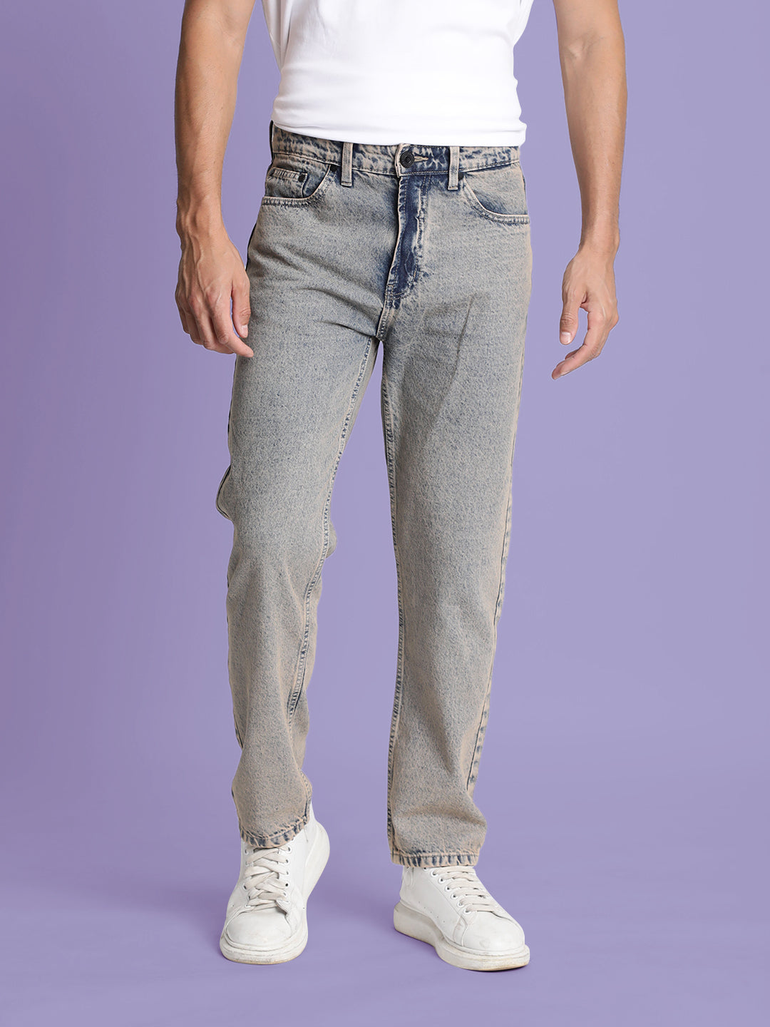 Men Washed Blue Dyed Relax Fit Jeans