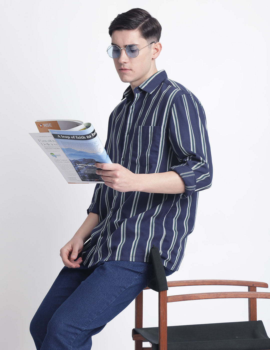 Men Relax Fit Full Sleeve Striped Shirt