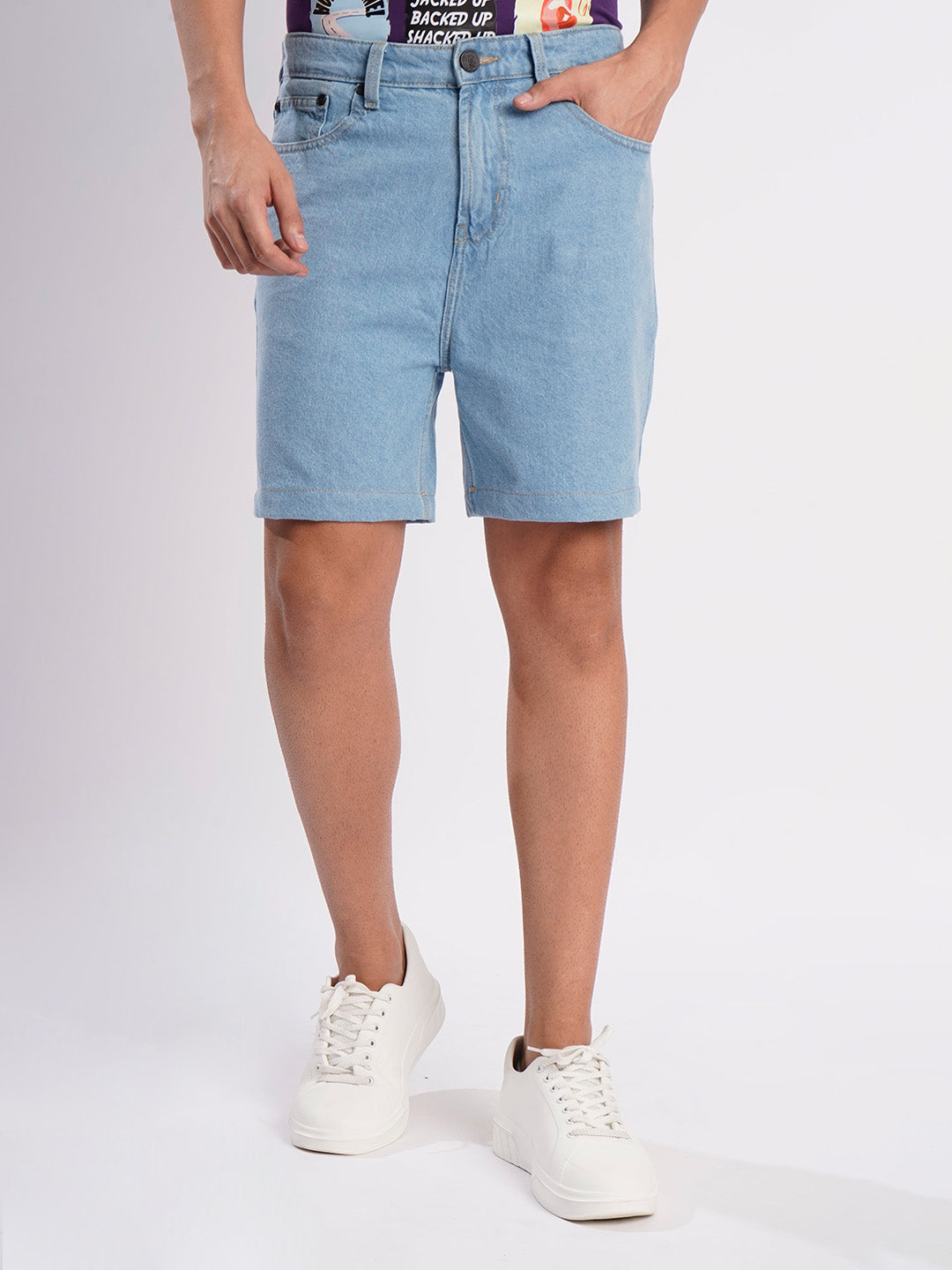 Men Blue Regular Fit Denim Shorts