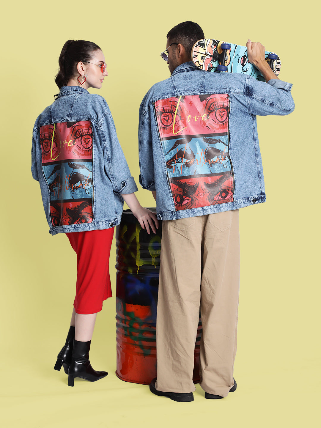 Gender-Fluid Mood Switch Oversized Denim Jacket with Detachable Back Panel