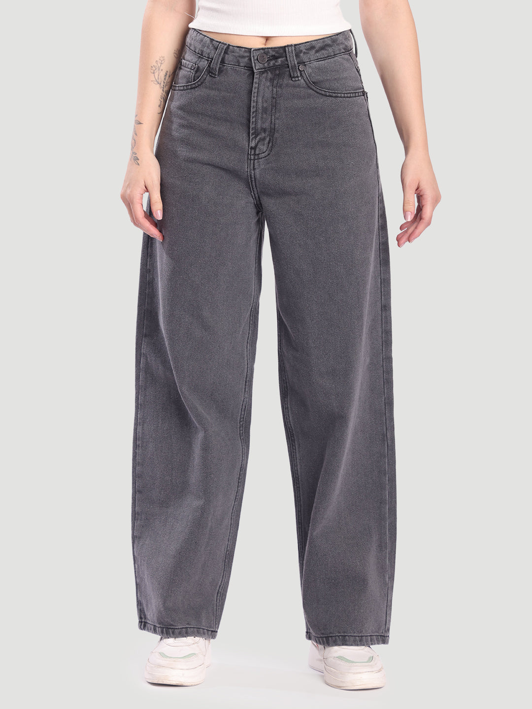 Women Charcoal Baggy Fit Jeans