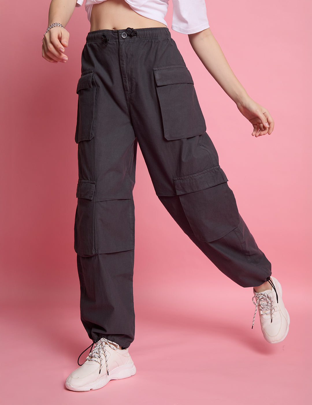 Women Solid Dark Grey Trouser