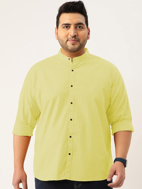 Men Yellow Regular Fit Solid Casual Shirt