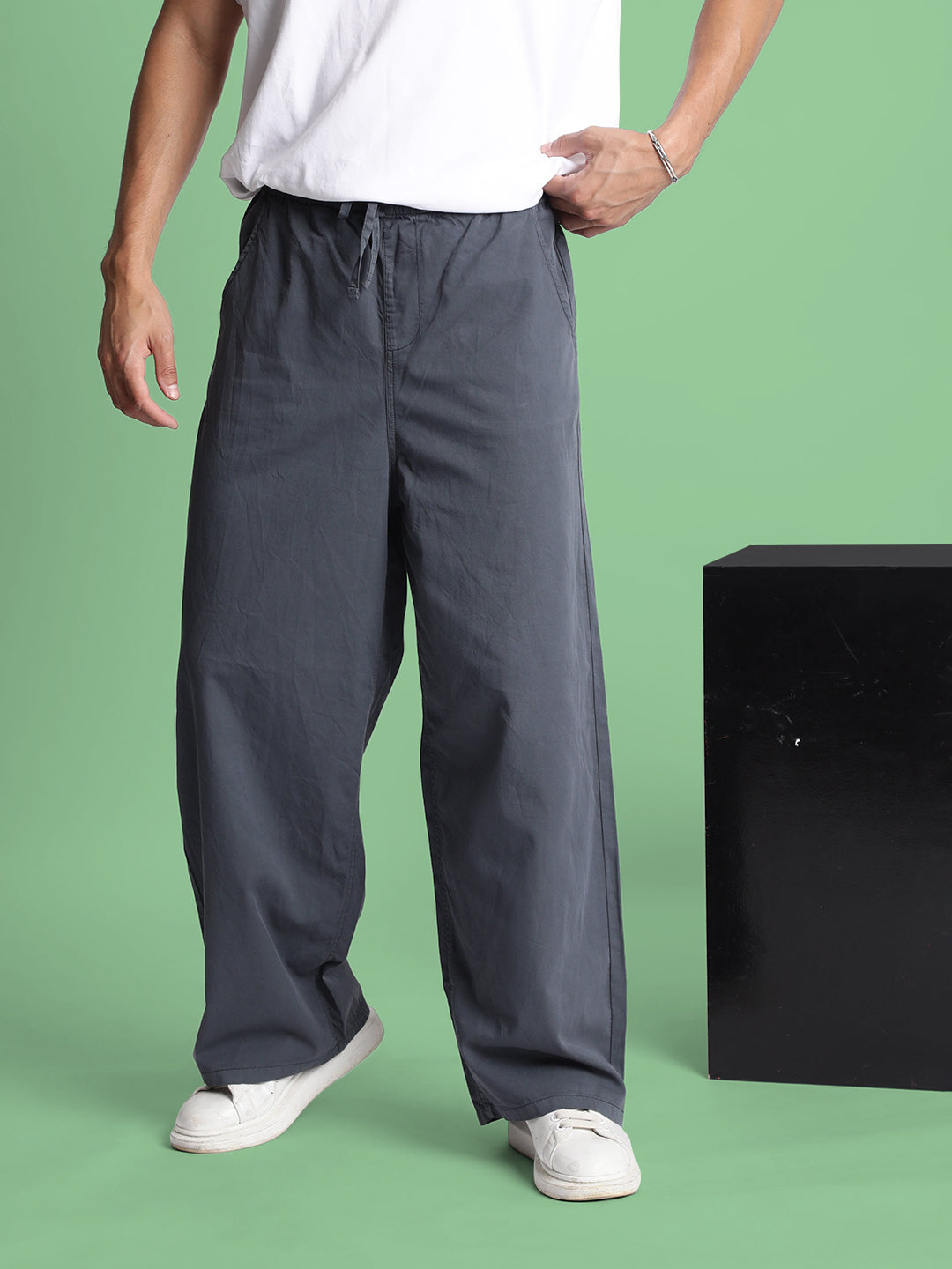 Men Grey Super Baggy Trousers