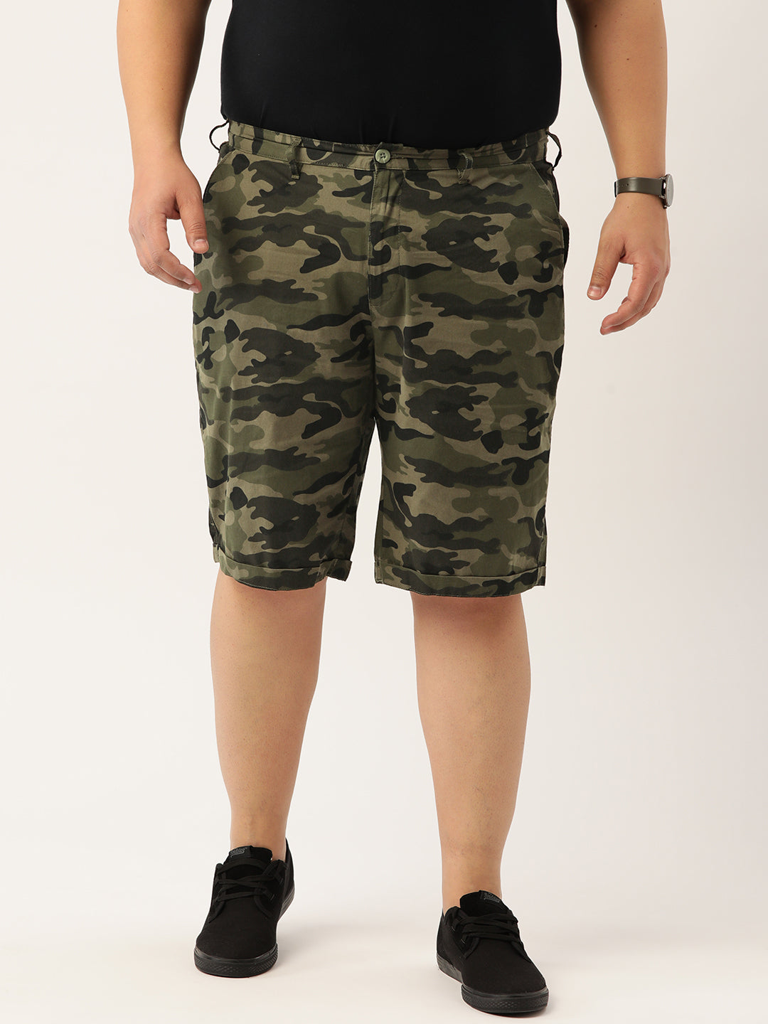 Men Brown/Olive Regular Fit Solid Casual Shorts