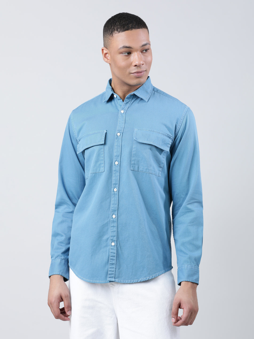 Men Niagara Double Pocket Overdyed Casual Shirt with Contrast Stitch