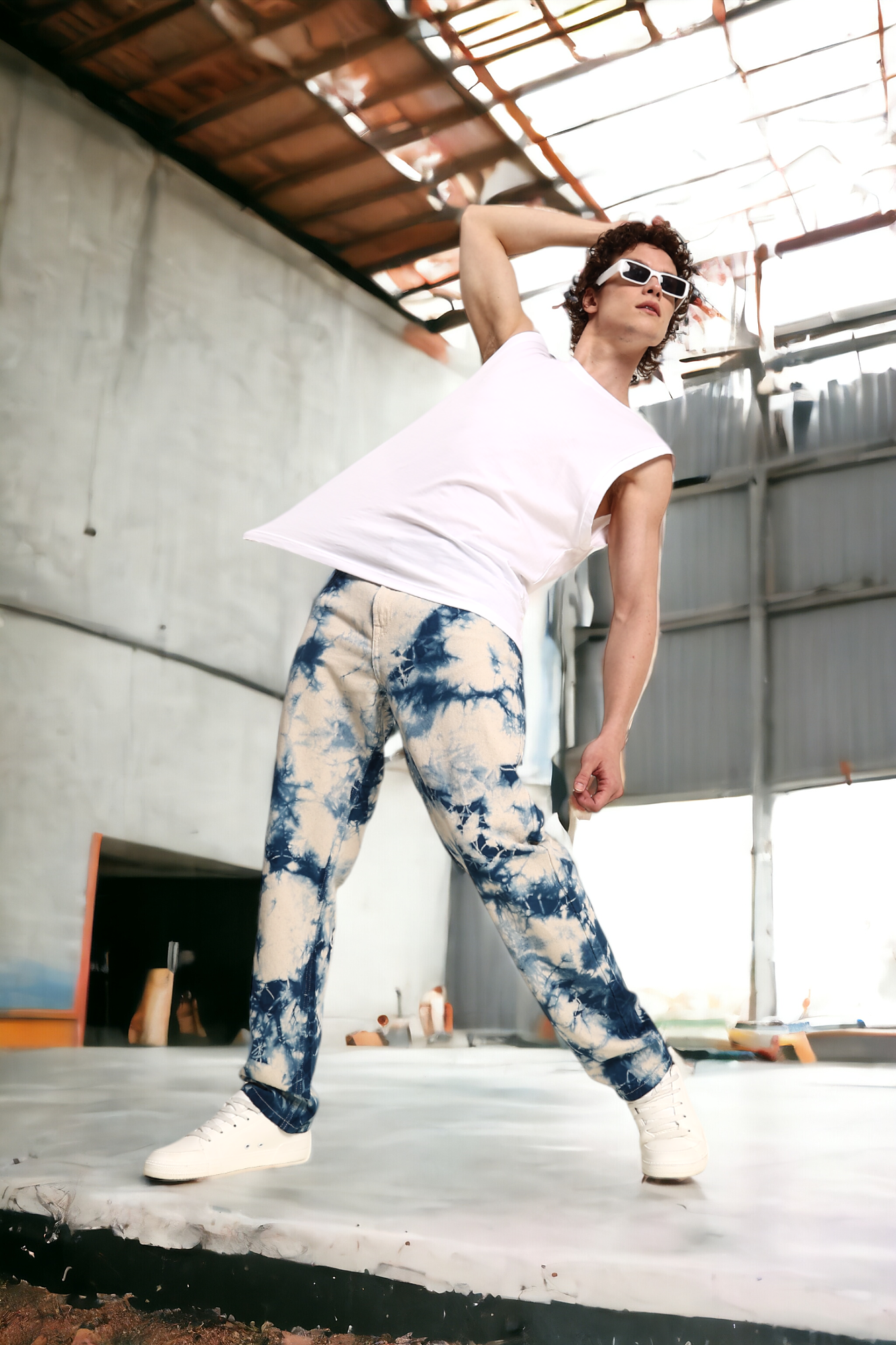 Men Off White/Blue The Straight Blast Jeans