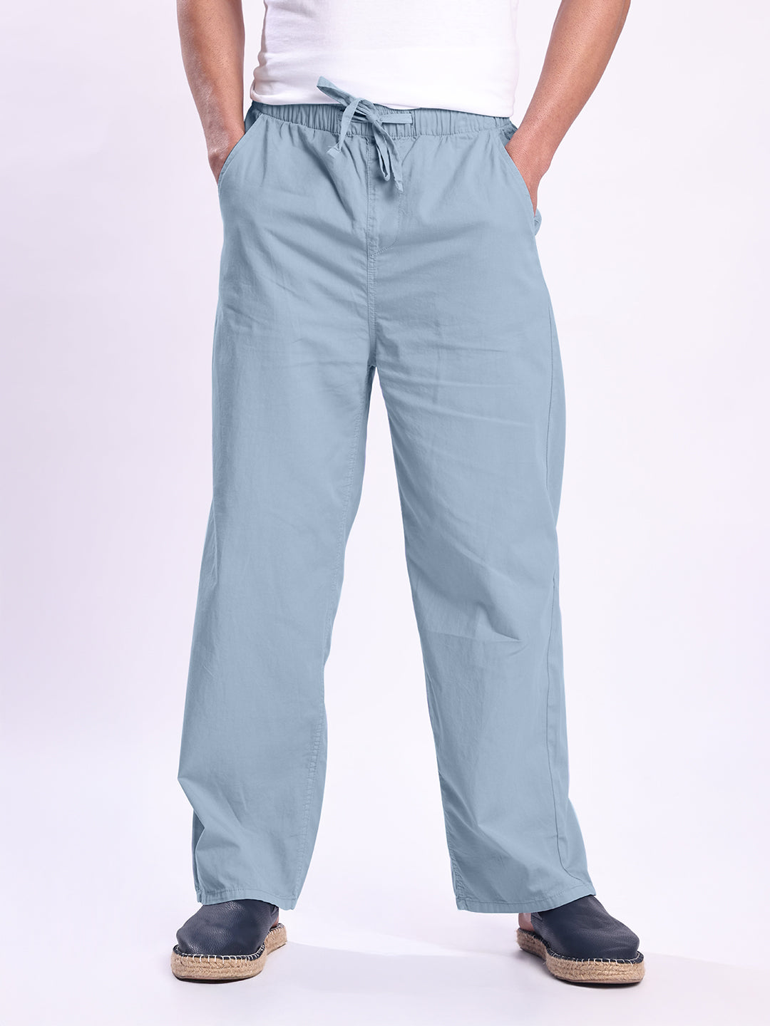 Men Blue Baggy Fit Trousers