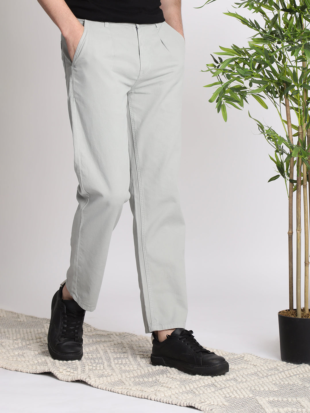 Men Grey Relax Fit Chino Trousers