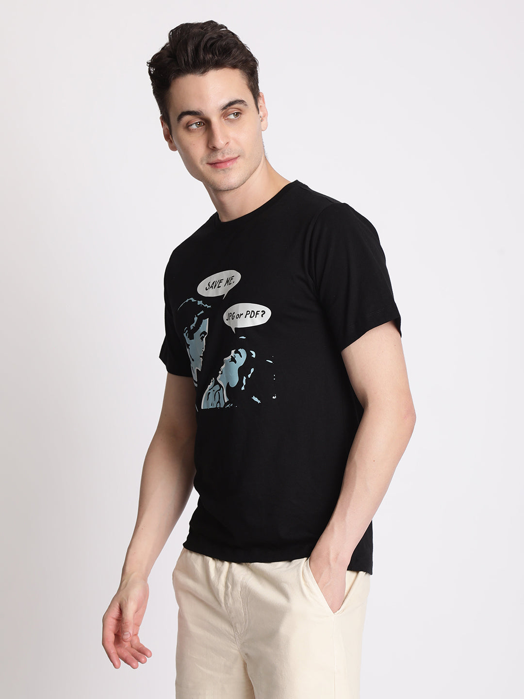 Men 'JPG or PDF' Graphic Printed T Shirt