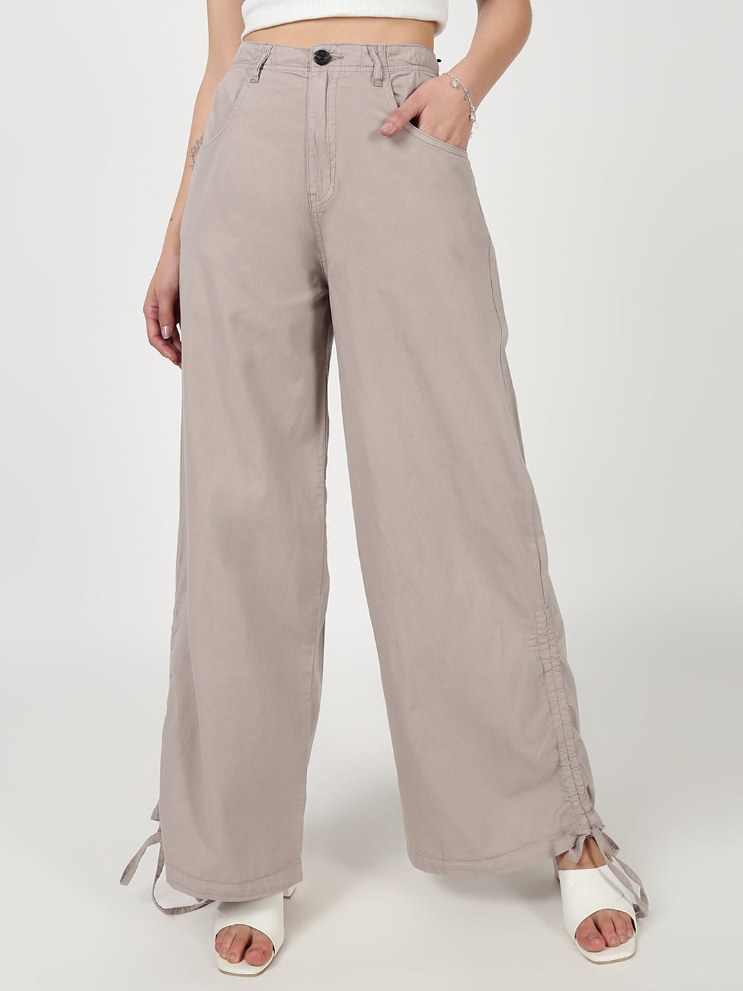 Wome Grey Light weight Wide leg Trousers