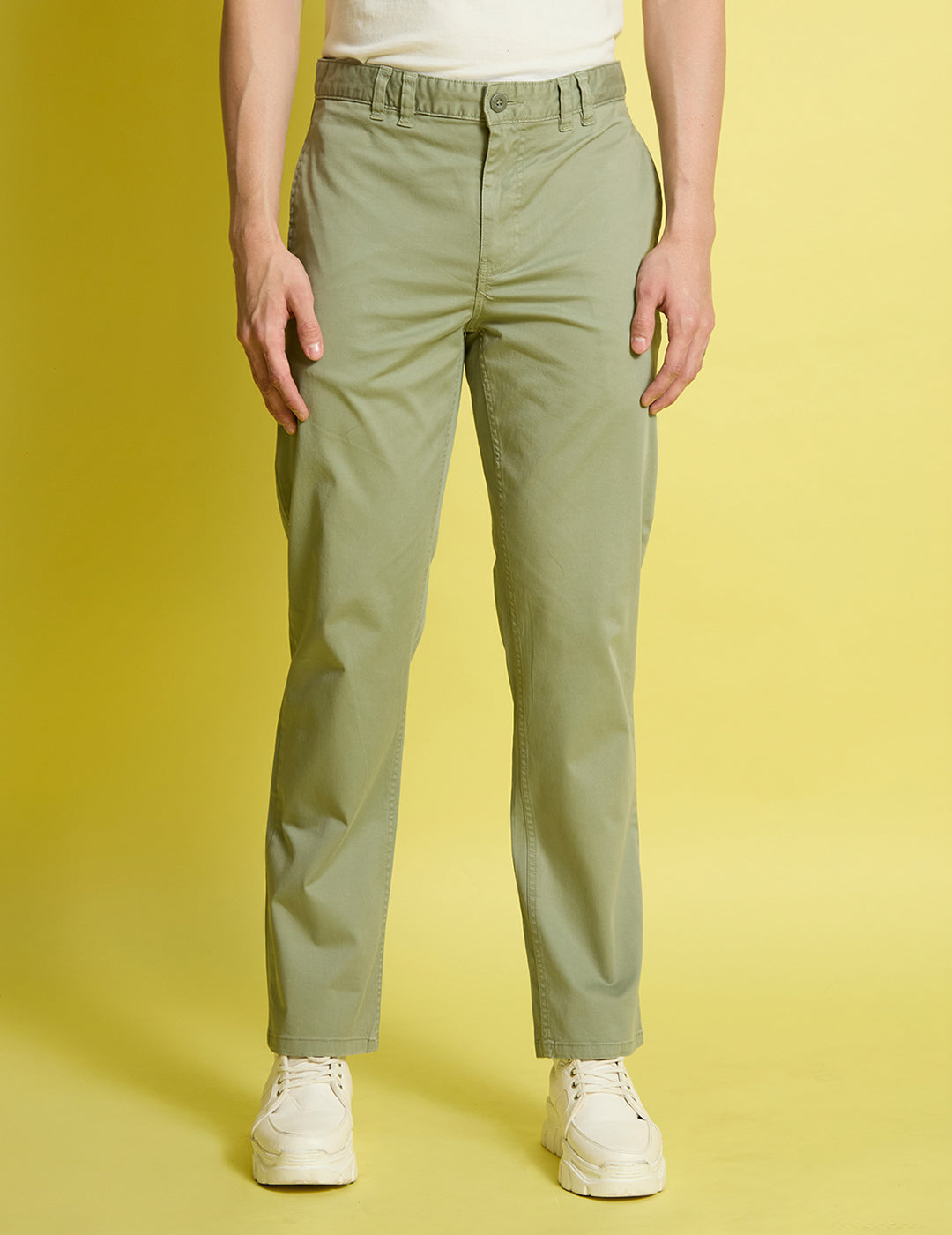 Men's Straight Sage Green Trousers