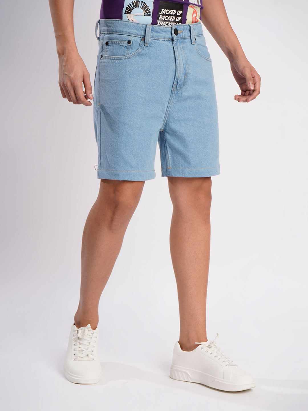 Men Blue Regular Fit Denim Shorts