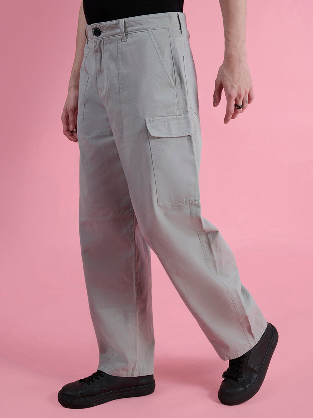 Men Loose Balloon Fit Neutral Grey Trousers