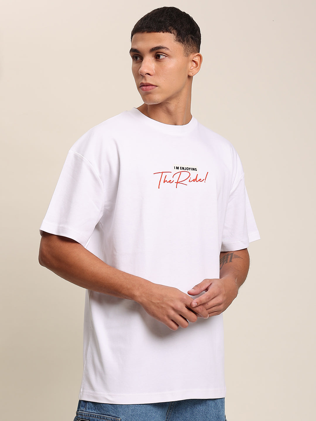 Men The Ride Graphic Oversized T Shirt