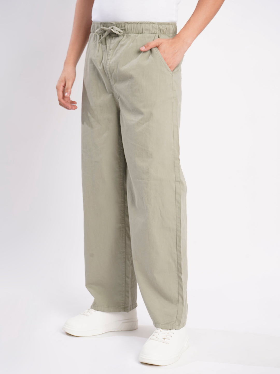 Men Green Baggy Fit Trousers