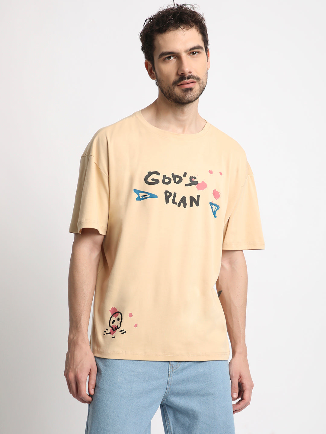 Men Gods Plan Graphic Oversized T Shirt