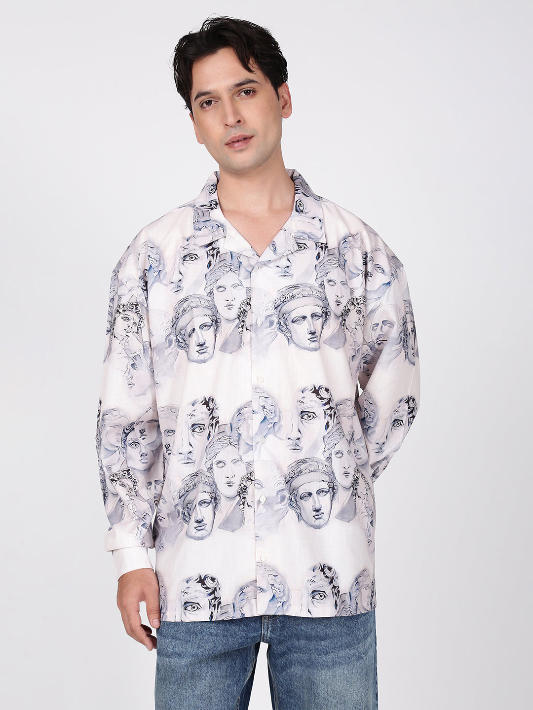 Men Resort Collar Oversize Fit Printed  Shirt