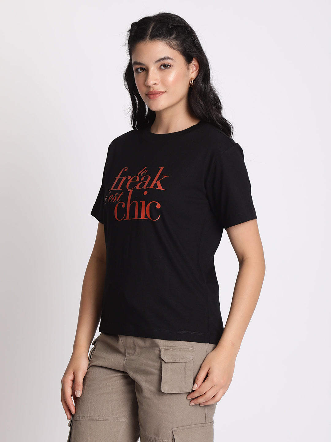 Women 'Freak Chic' Typography Print Tshirt