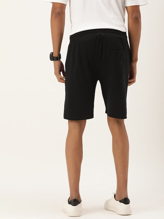 Men Black Slim Fit Solid Knitted Shorts