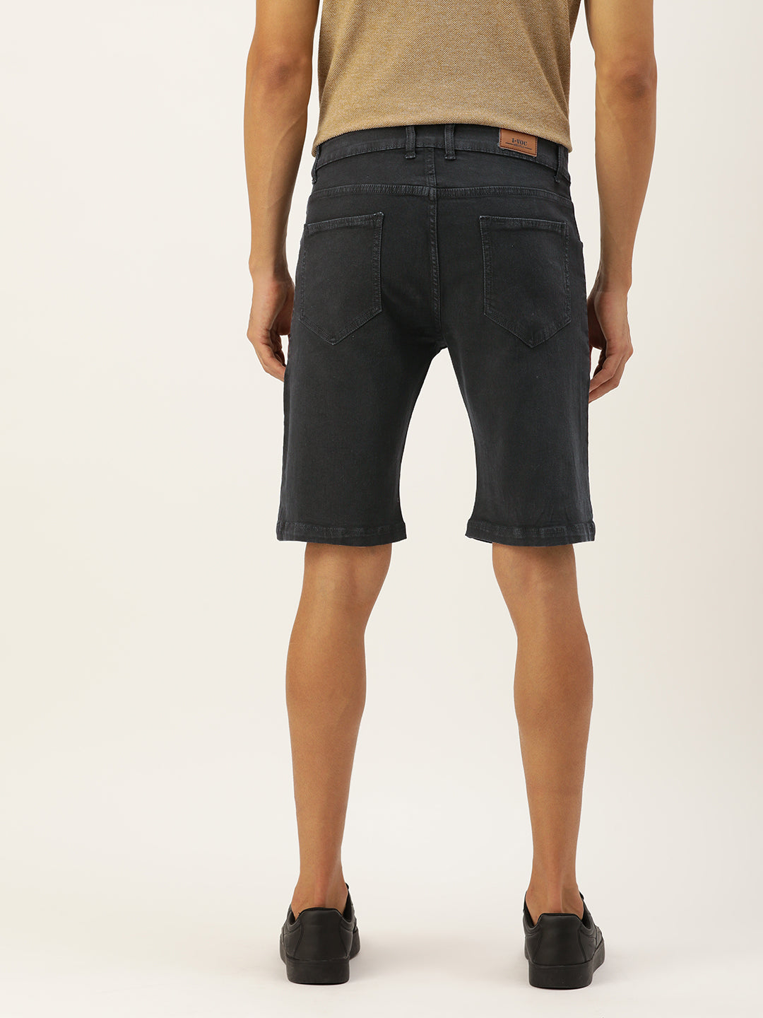 Men Charcoal Grey Slim Fit Solid Casual Shorts