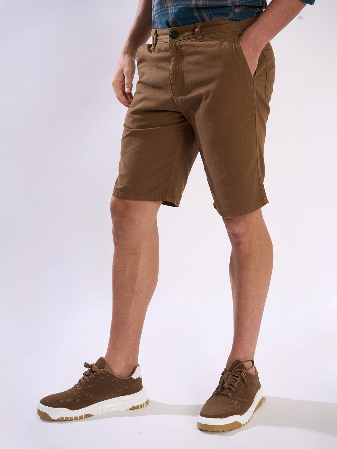 Men Brown Slim Fit Chinos Shorts