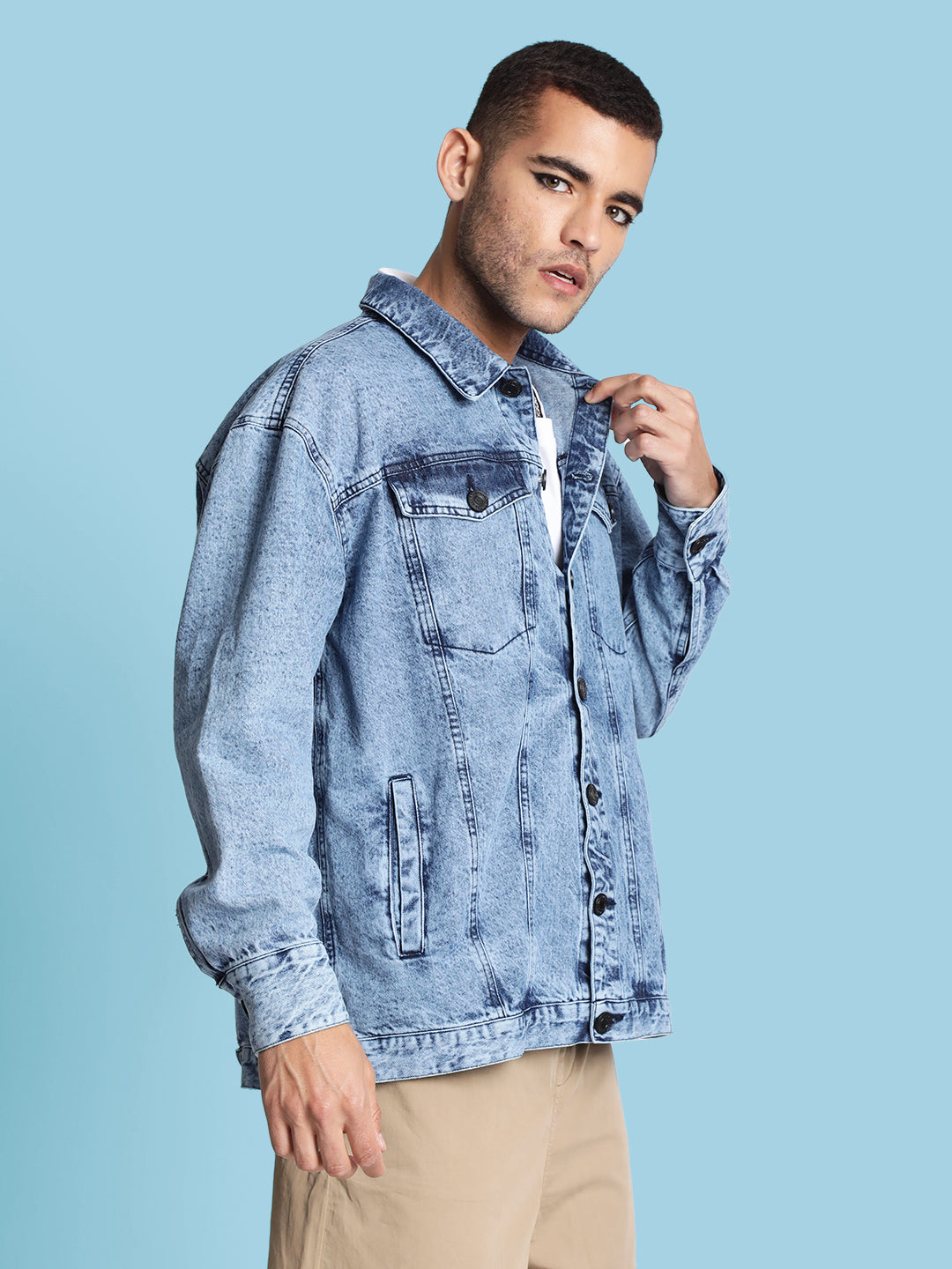 Gender-Fluid Mood Switch Oversized Denim Jacket with Detachable Back Panel