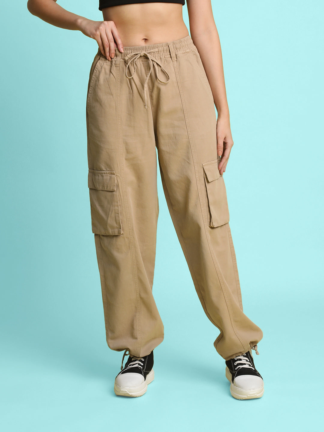 Women Grey Baggy Cargo Joggers