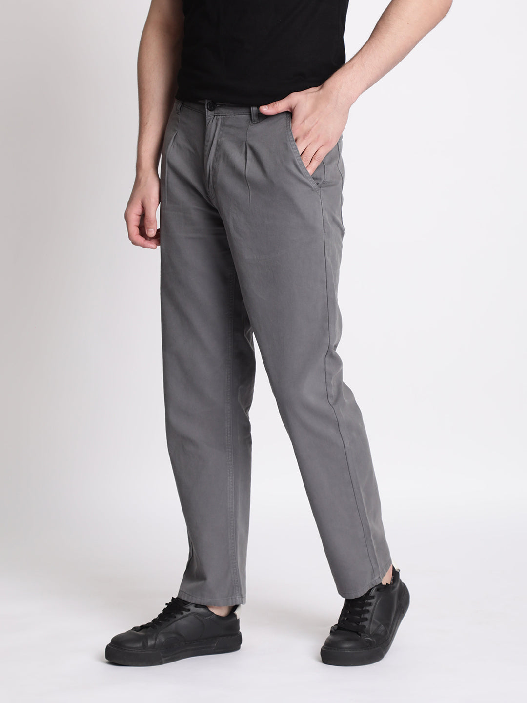 Men Grey Relax Fit Chino Trousers