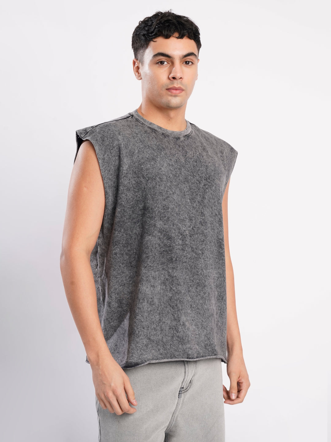 Men Grey Acid Wash T Shirt