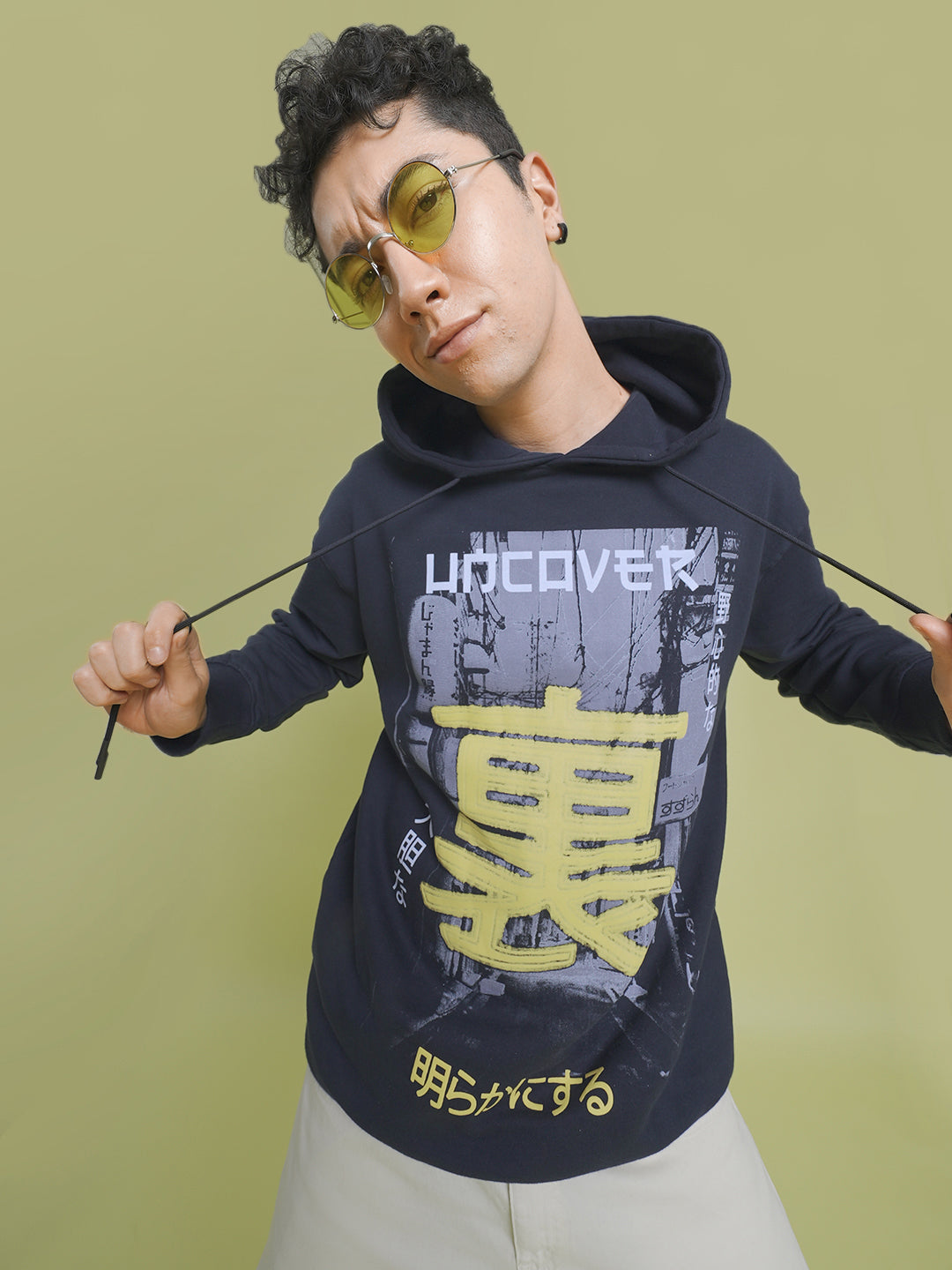 Men Japanese Inspiration Printed Hoodie