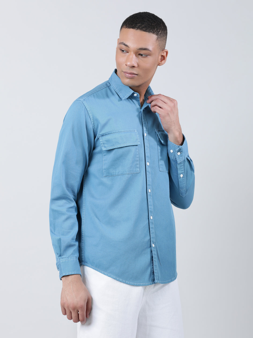 Men Niagara Double Pocket Overdyed Casual Shirt with Contrast Stitch