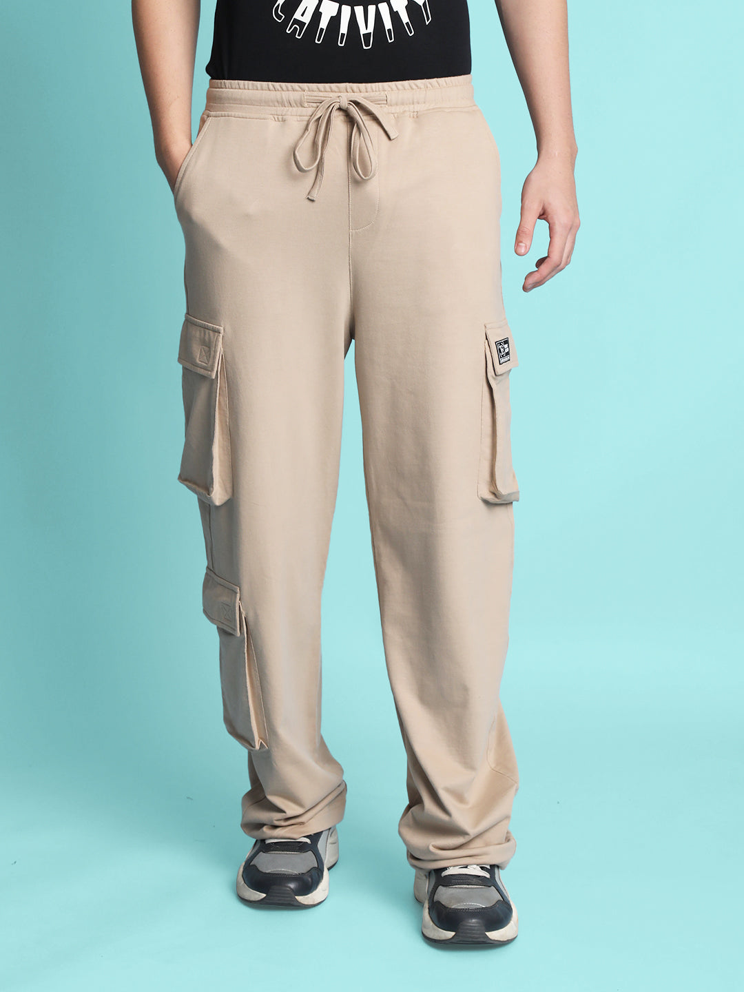 Men Tan Loose Balloon Cargo trouser