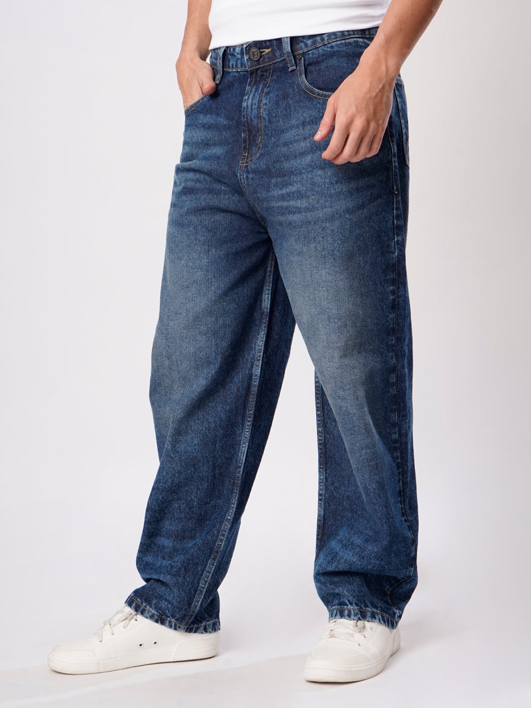 Men Baggy Fit Mid-Rise Light Fade Jeans