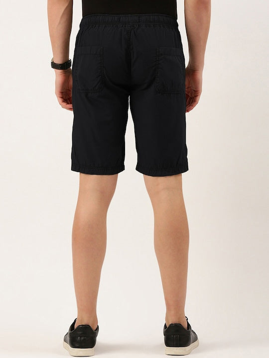 Men Black Regular Fit Solid Casual Shorts