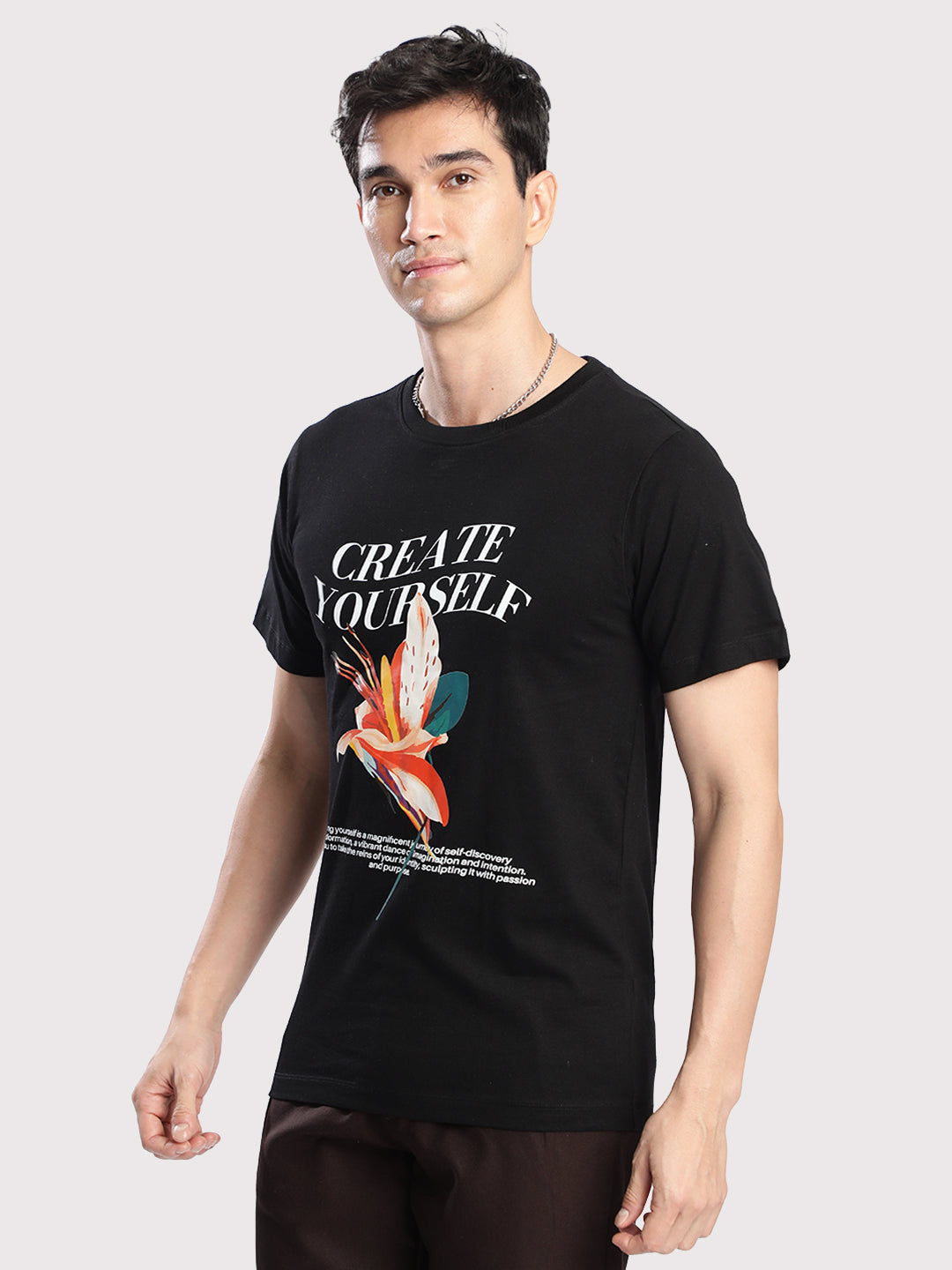 Men Black Graphic Print T Shirt