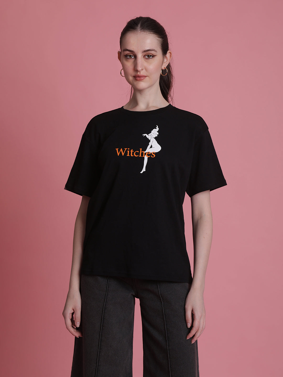 Women's Black Graphic printed Tshirt