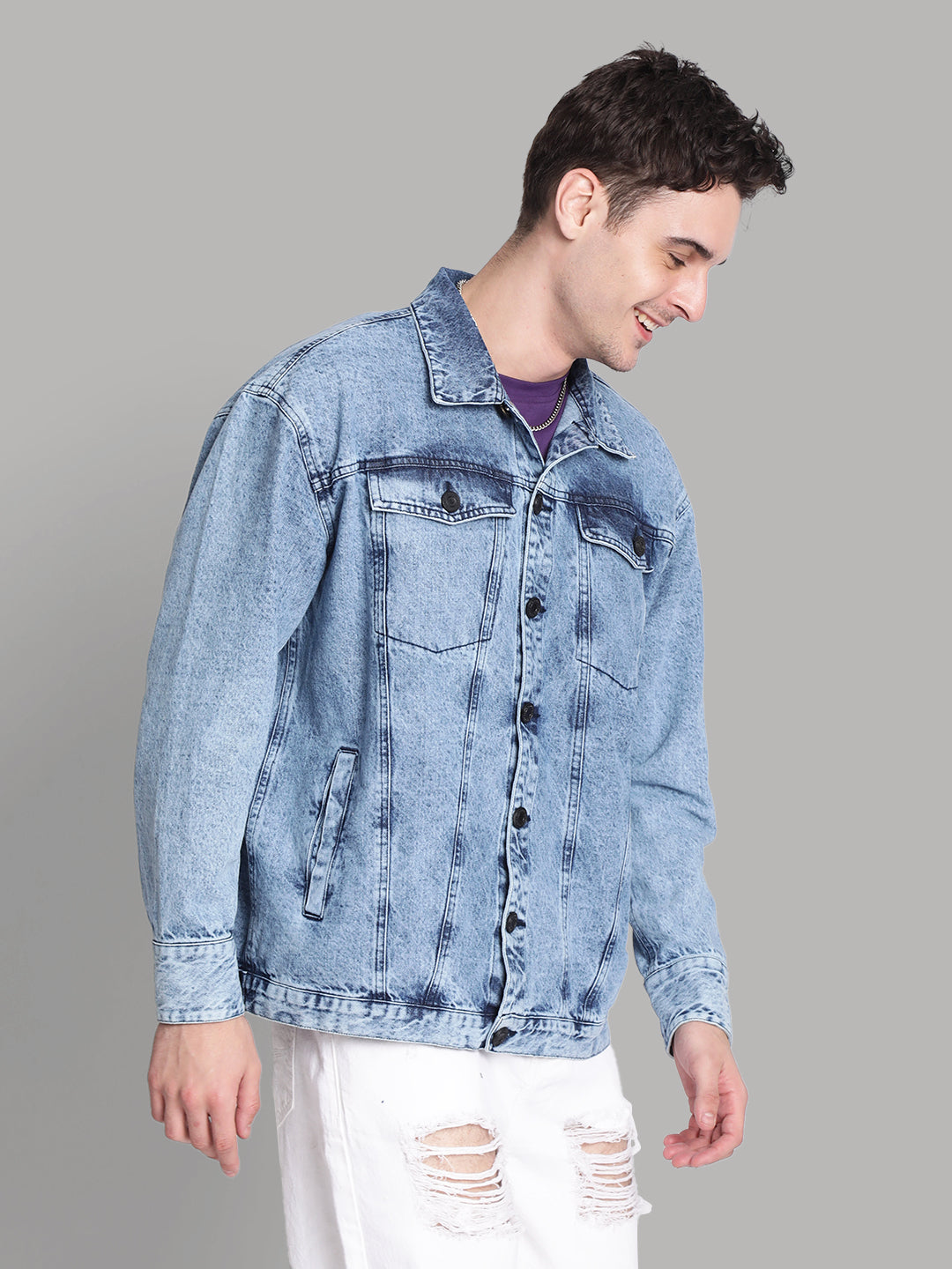 Gender fluid Stupid Cupid Detachable Back Print Panel Denim Jacket