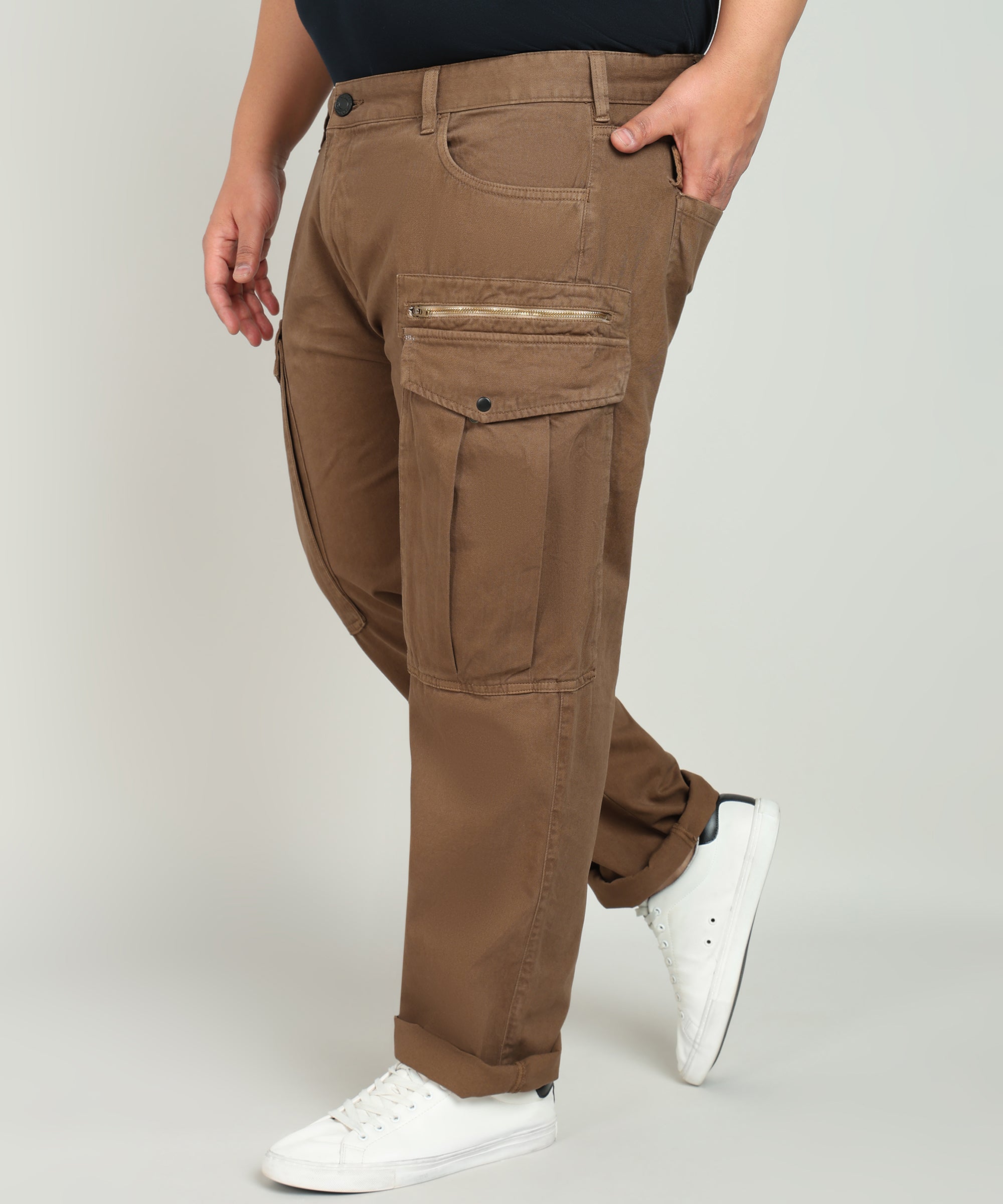 MEN-COFFEE LIQUER-COLOURED-100% COTTON -CASUAL TROUSERS