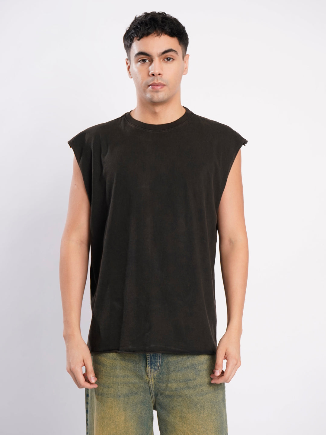 Men Brown Acid Wash T Shirt