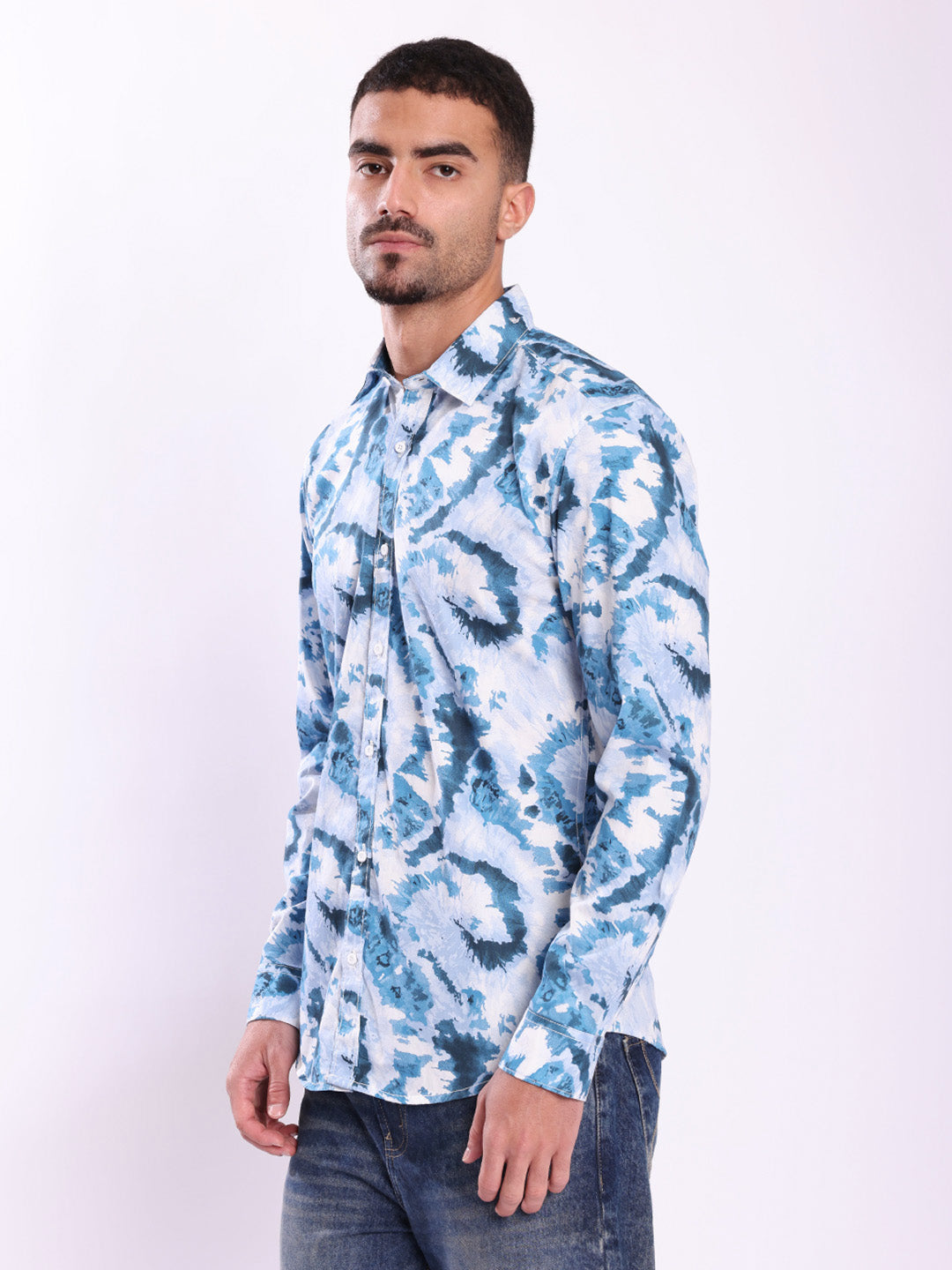 Men Blue Abstract printed Shirt