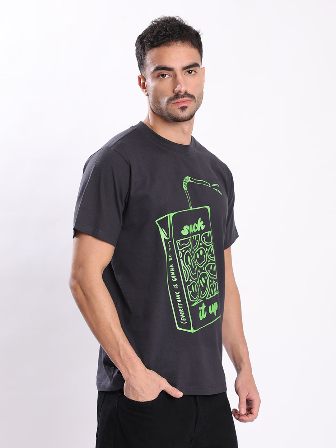 Men Grey Graphic Print T-shirt