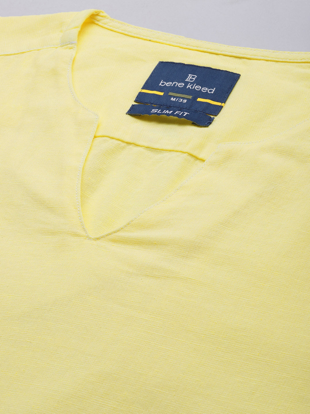 Men Light Yellow Slim Fit Solid Ombre Kurta