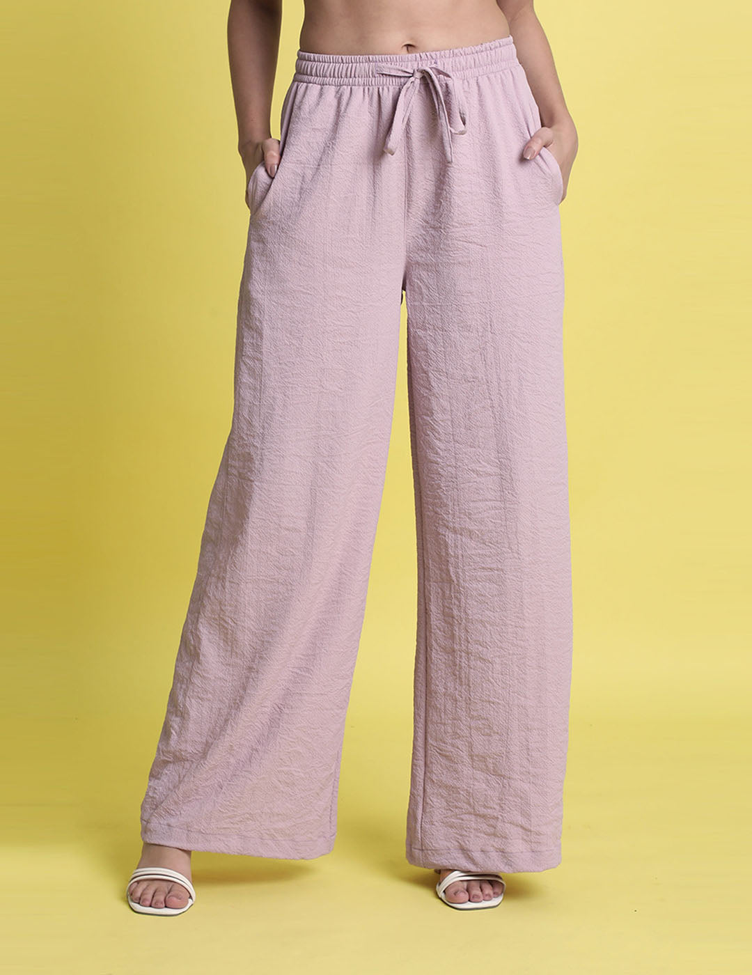 Women Wideleg Textured Trousers